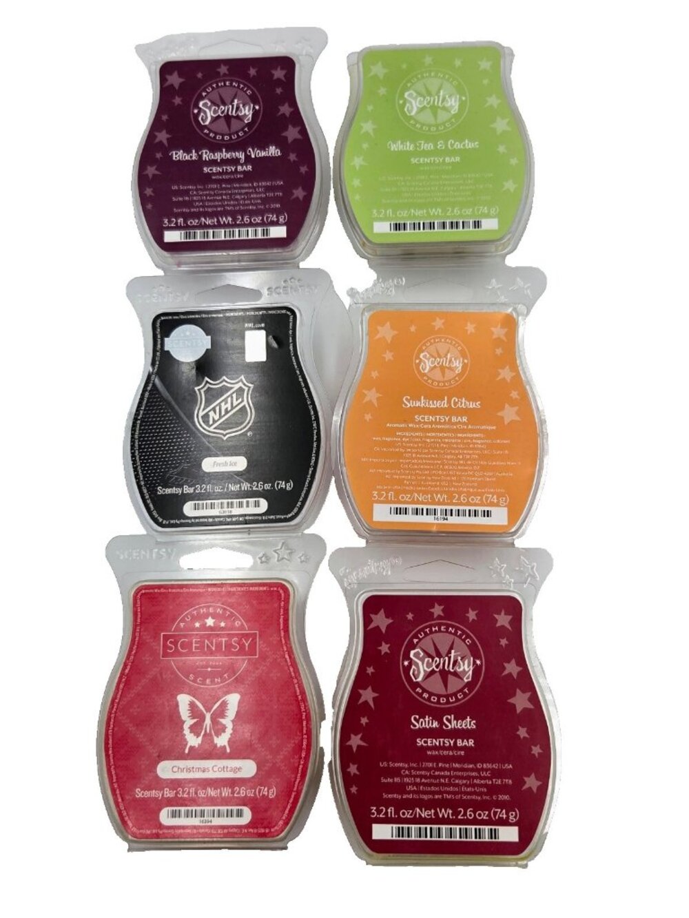 Scentsy Wax Bars NHL Black Raspberry Vanilla Sunkissed Christmas Cottage Read